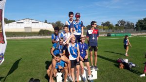 Podium du 4x1000m à la Coupe d'Occitanie des Spécialités et des Relais 2017 à Rodez